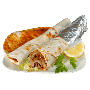 Türkische Pizza mit Salat und Dönerfleisch